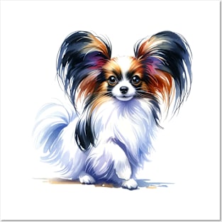 Papillon Watercolor Painting - Beautiful Dog Posters and Art